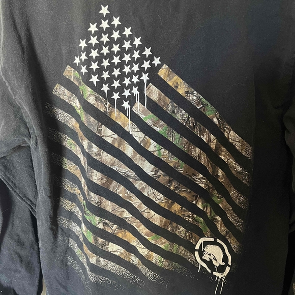 Metal Mulisha Size Large Black T Shirt American Flag Long Sleeve Cotton 90s - Picture 6 of 9